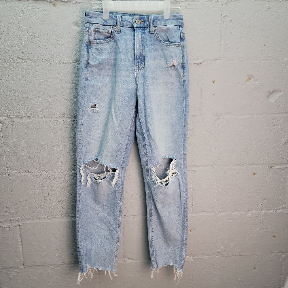 American Eagle Women's Curvy Mom Jean Distressed Jeans